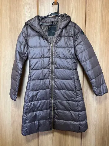 [ 시착만 한 상품 ] 브라운 후드 부착 롱 다운 자켓