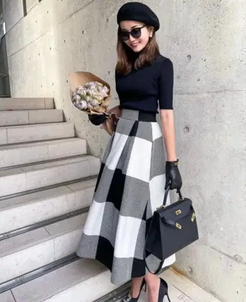 [레어] sheller 셰리에 블록 체크 볼륨 스커트