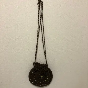 리본 비즈 장식 숄더백 벨벳풍 새상품 미사용