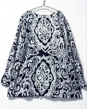 45R 45rpm 포티 파이브 알 네이비 나염 인디고 블라우스 올 패턴