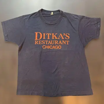 빈티지 T셔츠 네이비 오렌지 싱글 스티치