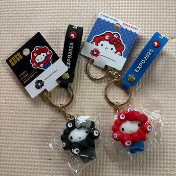 오사카 엑스포 한정 산리오 미야쿠미야쿠 변신 키티 입체 마스코트 키링