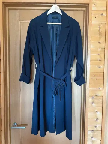 아파트 바이 로리즈 네이비 롱 코트 벨트 포함