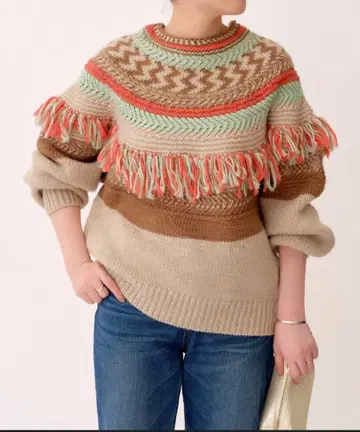 미사용 비어즐리 자카드 프린지 니트 정가 29,700