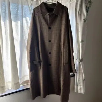 브라운 체크 스텐카라 코트