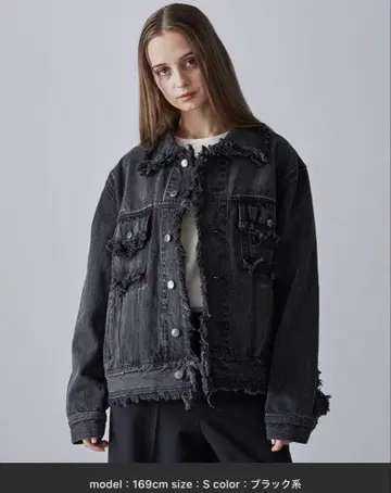 [ CLEL ] 하드 프린지 데님 자켓 S 사이즈