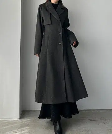 Louere 허리 쉐이프 플레어 체스터 코트