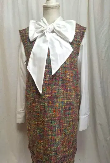 믹스 트위드 오버롤 스커트