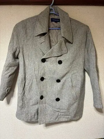 그레이 더블 브레스트 피 코트