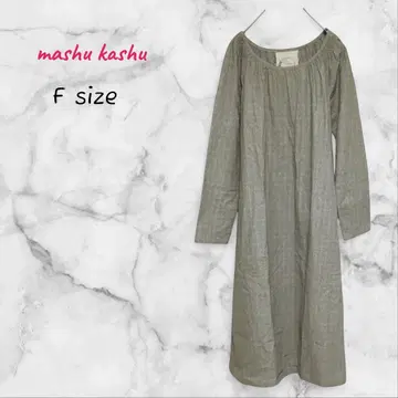 mashu kashu 롱 원피스 체크 무늬 F 그레이 걸리시