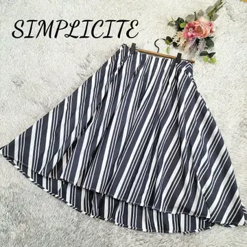 [ 심플리시티 ] 롱 테일 무릎 아래 스커트 스트라이프 프리 사이즈