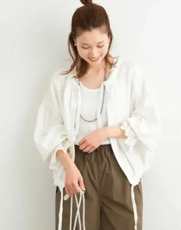 후쿠다 마코토 x FRAMeWORK 헤비 린넨 2way 블라우스 화이트