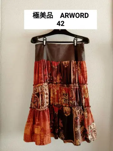 컨디션 최상 ARWORD 패치워크 스웨이드 x 코듀로이 스커트 42
