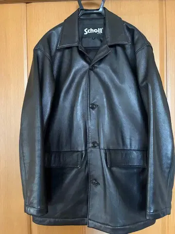 Schott 블랙 가죽 카 코트 S.M