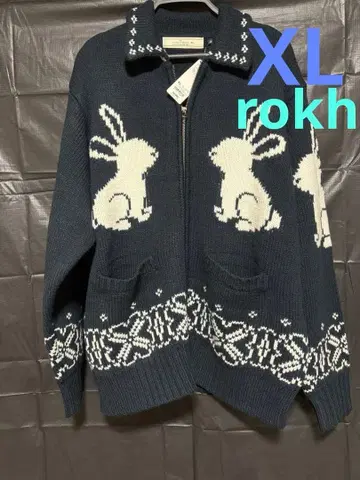 GU rokh 풀 집업 니트 자켓 네이비 XL