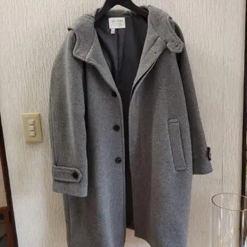 FORK & SPOON 후드 부착 롱 코트 그레이