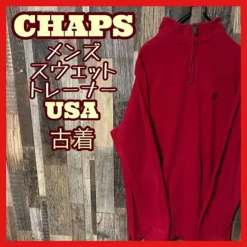 챕스 남성용 로고 남성용 레드 지퍼 M 구제 의류 긴팔 맨투맨