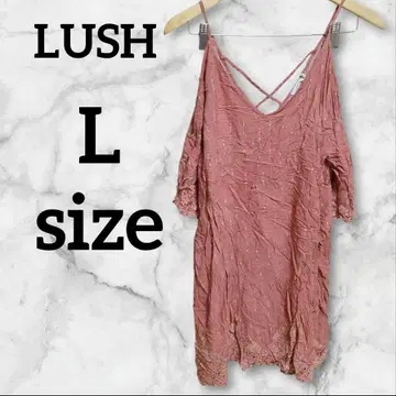 LUSH [ L ] 올 패턴 패턴 제품 V넥 튜닉 반소매 성숙 캐주얼