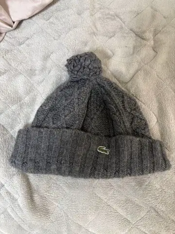 라코스테 케이블 짜임 니트 모자 그레이