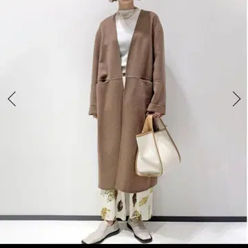 새상품급 드 프레 라이트 더블 페이스 샤기 노카라 코트