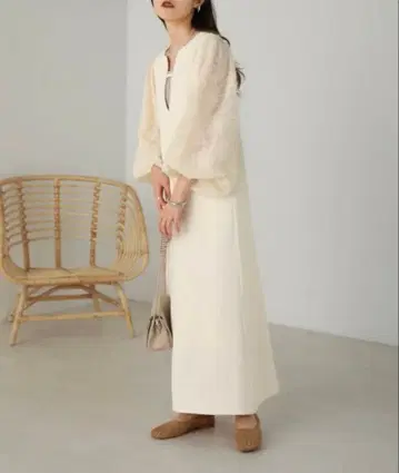 Bab 시스루 슬리브 원피스 ivory