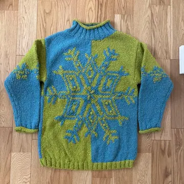 90s 눈꽃 손뜨개질 니트 빈티지 에콰도르 니트