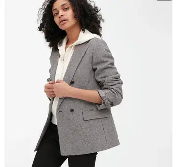 유니클로 체크 무늬 울 자켓 L 사이즈