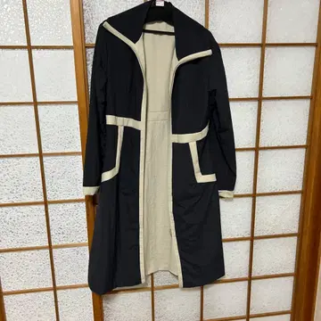 롱 코트 블랙 베이지