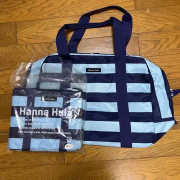 Hanna Hula 파랑과 네이비 스트라이프 토트백 및 보냉백 테니스에도