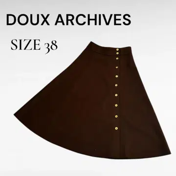 한 번 착용 Doux Archives 브라운 플레어 스커트 사이즈 38