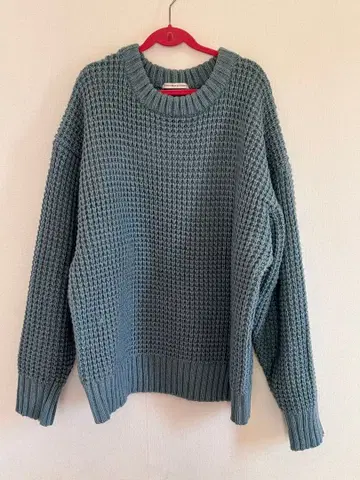 그린 짜임 크루넥 스웨터 L