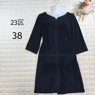 23구 종아리 기장 원피스 38 M 사이즈 네이비 긴팔 포멀 고급