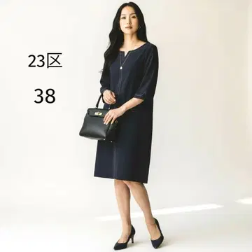 23구 종아리 기장 원피스 38 M 사이즈 네이비 긴팔 포멀 고급