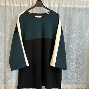 STUDIOUS 7부 소매 티셔츠 다크 그린/블랙