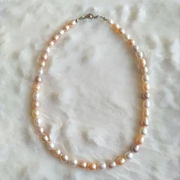 담수 컬러 펄 목걸이 핑크 x 오렌지 x 화이트