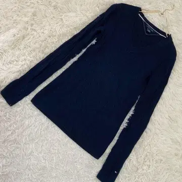 TOMMY HILFIGER V넥 니트 네이비 S 깔끔 돌려입기
