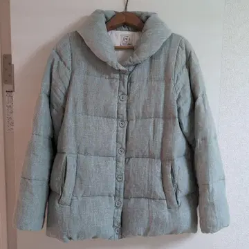 린넨 100% 라이트 그린 퀼팅 다운 자켓