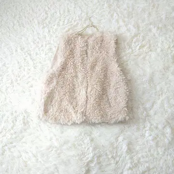 GRL 그레일 프론트 오픈 복슬복슬 퍼 베스트 F 베이지