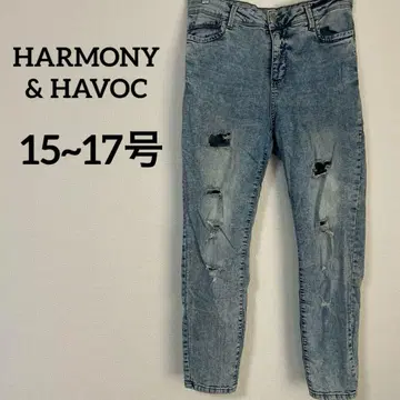 HARMONY & HAVOC 스키니 데님 데미지 진