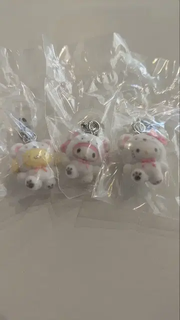 가챠가챠 산리오 메지루시 액세서리 복슬복슬 스노우 3개 세트