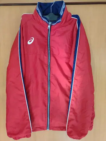 ASICS 레드 나일론 자켓 팬츠 세트 상하의 S
