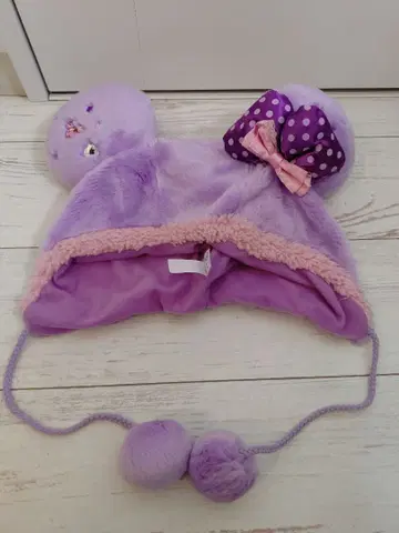 미니 보라색 복슬복슬 팬캡