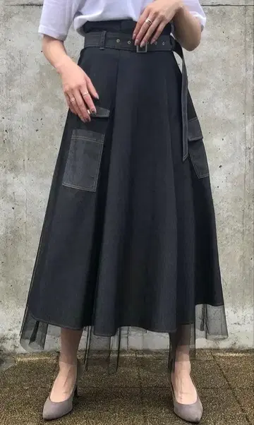 praia 데님x튤 도킹 스커트