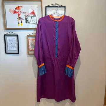 미사용 새상품 TSUMORICHISATO 보라색 튜닉 원피스 사이즈 2