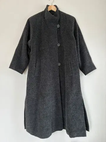 M TSU FACTORY 울 알파카 롱 코트 그레이