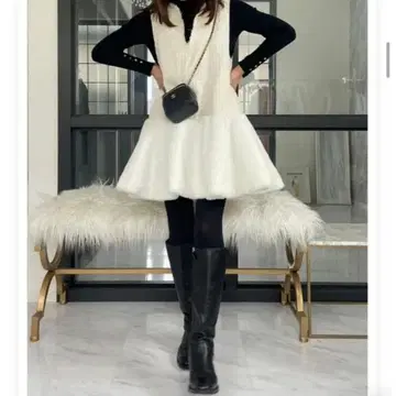 [ 택 포함 ] Myu 미 퍼 트위드 페플럼 베스트 원피스 S~M