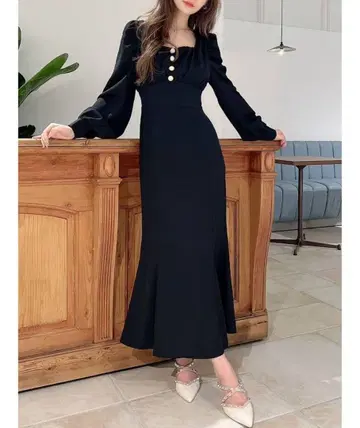 RESEXXY 리젝시 프론트 개더 머메이드 원피스