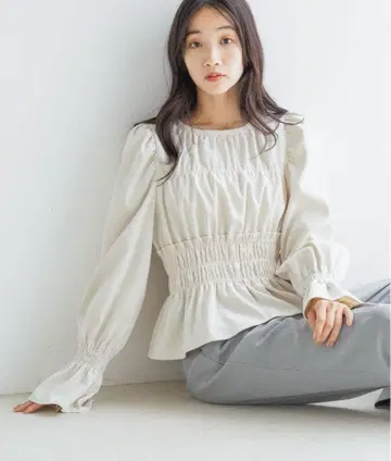 택 포함 새상품 LOWRYS FARM 2WAY 셔링 블라우스 롱