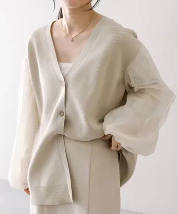 mystic 튤 슬리브 가디건