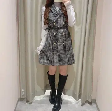 An MILLE 안미르 벨트 트위드 미니 원피스